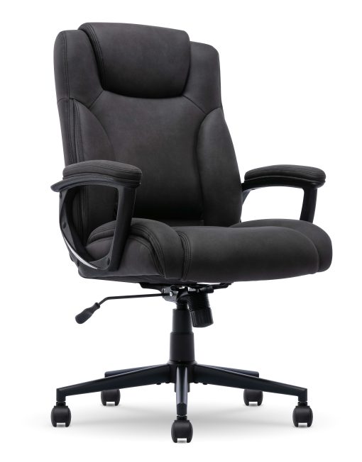 Serta® Comfort Eco Ergonomic Velvet Mid-Back Office Chair, Light Black