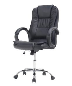 Elama Faux Leather High-Back Adjustable-Height Office Chair, Black 2