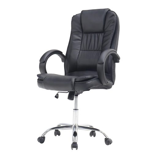 Elama Faux Leather High-Back Adjustable-Height Office Chair, Black - Image 2
