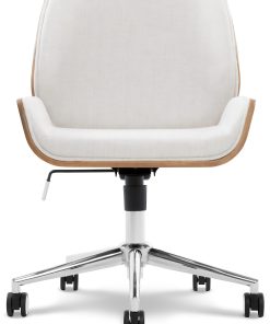 Elle Décor Ophelia Bentwood Fabric Mid-Back Task Chair, Ivory/Chrome 2
