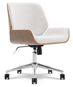 Elle Décor Ophelia Bentwood Fabric Mid-Back Task Chair, Ivory/Chrome