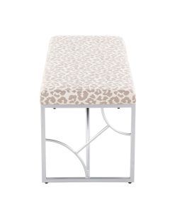 LumiSource Constellation Contemporary Fabric Bench, Gray Leopard/Silver 2