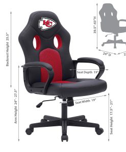 Imperial NFL Vision Faux Leather/Mesh High-Back Computer Gaming Chair, Kansas City Chiefs 2