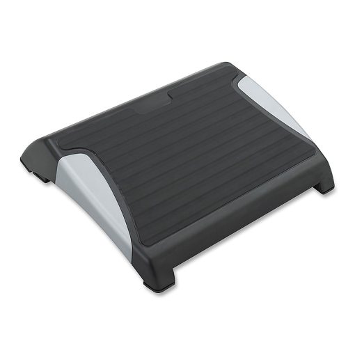 Safco Restease Adjustable Footrest, 3 1/3"-5"H x 15 1/2"W x 13 3/4"D, Black/Silver - Image 2