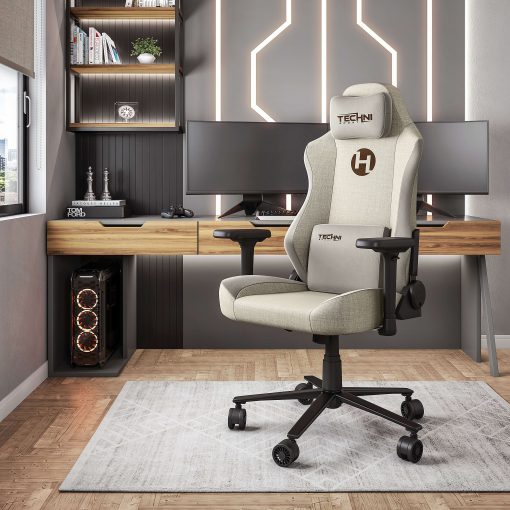 Techni Sport Orion Series Ergonomic Fabric Computer Gaming Chair, Beige - Image 2