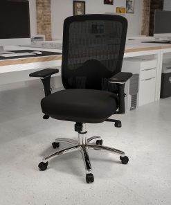 Flash Furniture HERCULES 24-7 Intensive Mesh Mid-Back Big And Tall Chair With Synchro Tilt, Black/Chrome