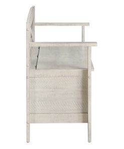 Office Star Metro Wood Bench, 30-1/4”H x 44-1/2”W x 16-3/4”D, Distressed White 2