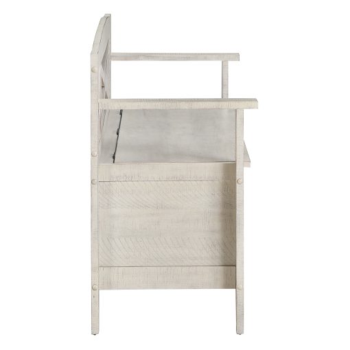 Office Star Metro Wood Bench, 30-1/4”H x 44-1/2”W x 16-3/4”D, Distressed White - Image 2