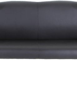 Lorell® Wood & Bonded Leather Love Seat, Black/Mahogany 2