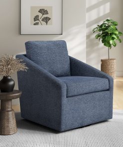 Lifestyle Solutions Hampton Polyester Swivel Accent Guest Chair, Blue