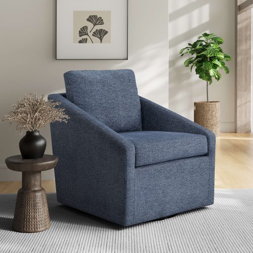Lifestyle Solutions Hampton Polyester Swivel Accent Guest Chair, Blue