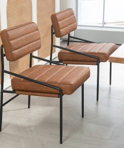 Glamour Home Becker Faux Leather Dining Accent Chair, Brown/Black 2