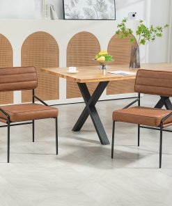 Glamour Home Becker Faux Leather Dining Accent Chair, Brown/Black