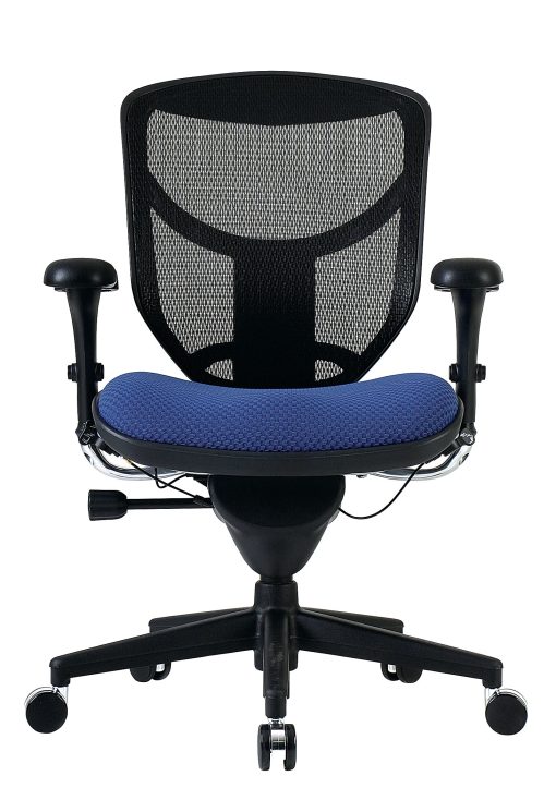 WorkPro® Quantum 9000 Series Ergonomic Mesh/Premium Fabric Mid-Back Chair, Black/Royal, BIFMA Compliant - Image 2