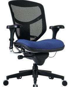 WorkPro® Quantum 9000 Series Ergonomic Mesh/Premium Fabric Mid-Back Chair, Black/Royal, BIFMA Compliant