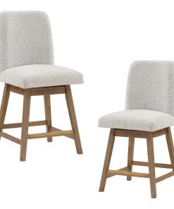 Office Star Finley Counter Height Swivel Stools, Parchment/Med Oak, 26", Set Of 2 Stools
