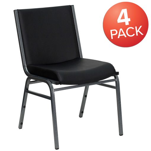 Flash Furniture HERCULES Series Heavy-Duty Stack Chairs, Black, Set Of 4 Chairs - Image 2