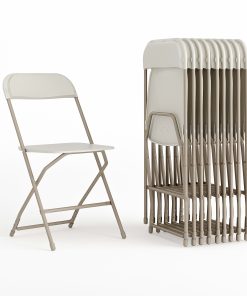 Flash Furniture HERCULES Series Premium Plastic Folding Chairs, Beige, Set Of 10 Chairs