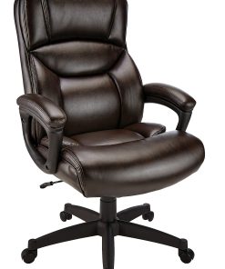 Realspace® Fennington Bonded Leather High-Back Executive Office Chair, Brown, BIFMA Compliant