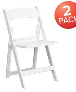 Flash Furniture HERCULES Series 1000-lb Capacity Resin Folding Chairs With Slatted Seats, White, Set Of 2 Chairs 2