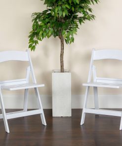 Flash Furniture HERCULES Series 1000-lb Capacity Resin Folding Chairs With Slatted Seats, White, Set Of 2 Chairs