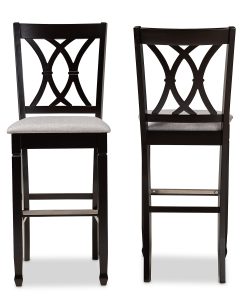 Baxton Studio Calista Bar Stools, Gray/Espresso Brown, Set Of 2 Stools 2