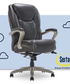 Serta® Smart Layers™ Hensley Big & Tall Ergonomic Bonded Leather High-Back Chair, Dark Gray/Silver 2