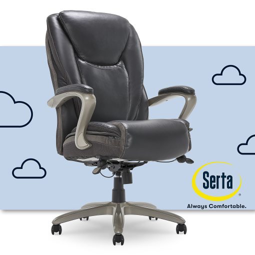 Serta® Smart Layers™ Hensley Big & Tall Ergonomic Bonded Leather High-Back Chair, Dark Gray/Silver - Image 2