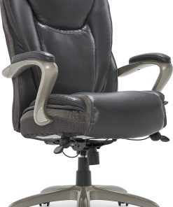 Serta® Smart Layers™ Hensley Big & Tall Ergonomic Bonded Leather High-Back Chair, Dark Gray/Silver