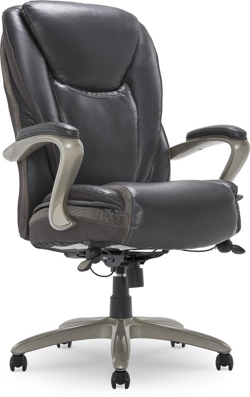 Serta® Smart Layers™ Hensley Big & Tall Ergonomic Bonded Leather High-Back Chair, Dark Gray/Silver