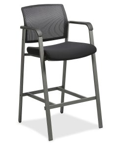 Lorell® Mesh Back Stackable Guest Stool, Black/Gray 2
