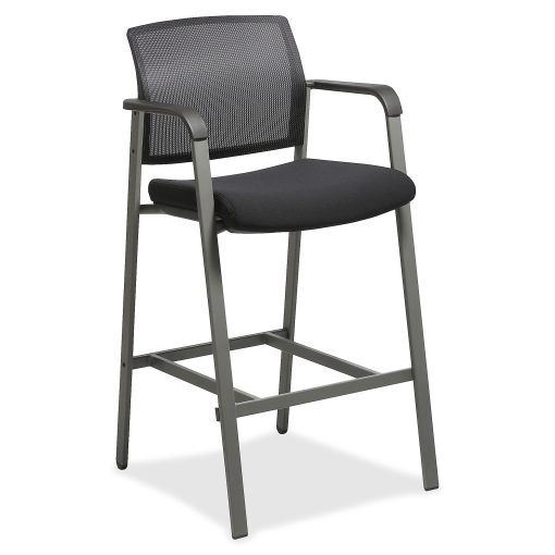 Lorell® Mesh Back Stackable Guest Stool, Black/Gray - Image 2