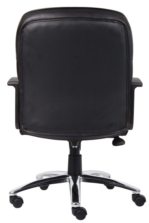 Boss Office Products Overstuffed Ergonomic Vinyl Mid-Back Chair, Black - Image 2