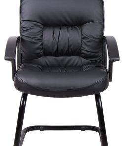 Boss Office Products Overstuffed LeatherPlus™ Bonded Leather Guest Chair, Black 2