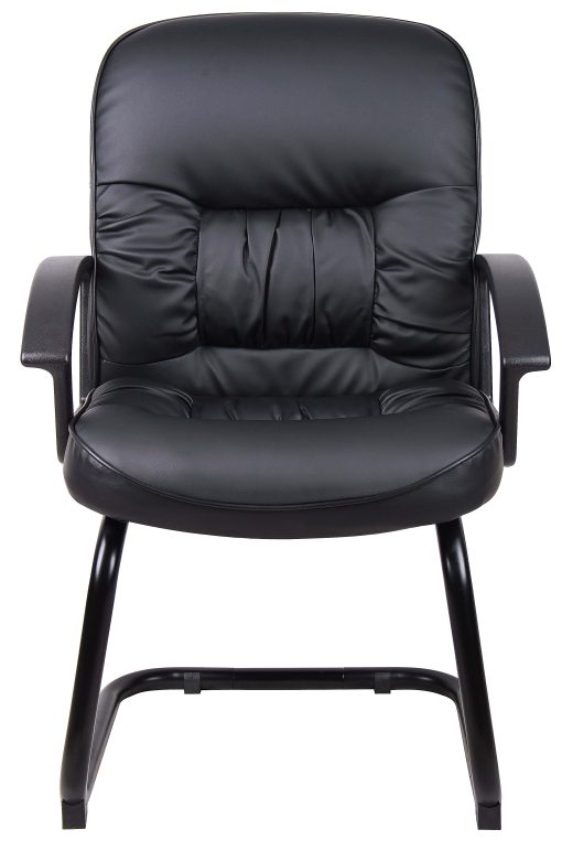 Boss Office Products Overstuffed LeatherPlus™ Bonded Leather Guest Chair, Black - Image 2