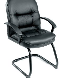 Boss Office Products Overstuffed LeatherPlus™ Bonded Leather Guest Chair, Black