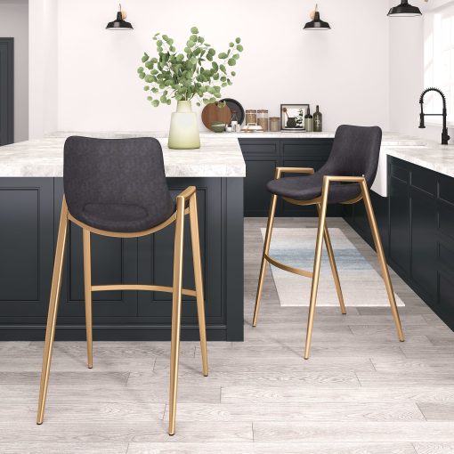 Zuo Desi Barstools, Black/Gold, Set Of 2 Barstools - Image 2