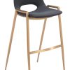 Zuo Desi Barstools, Black/Gold, Set Of 2 Barstools