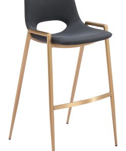 Zuo Desi Barstools, Black/Gold, Set Of 2 Barstools