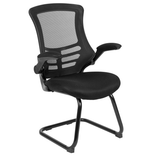 Flash Furniture Mid-Back Mesh Side Reception Chair, Black/Black - Image 2