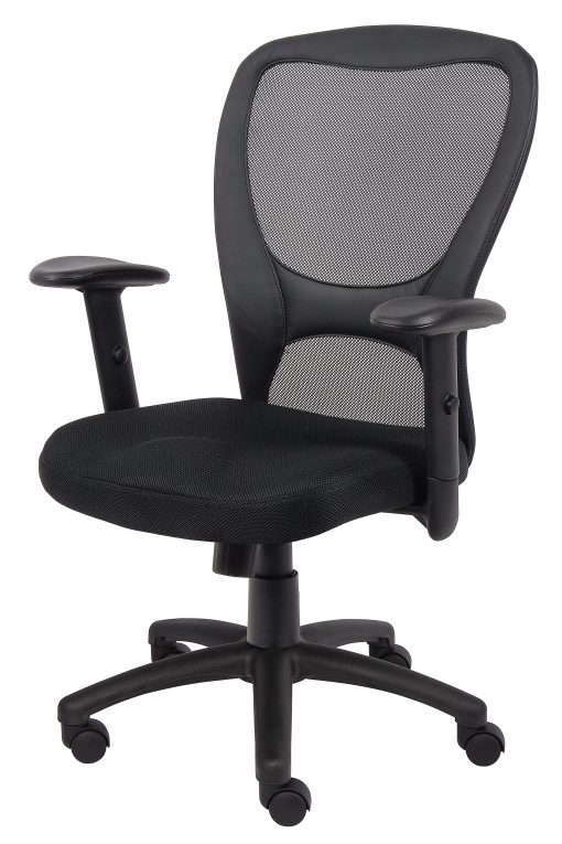 Boss Office Products Budget Mesh Task Chair, With Padded Arms, Black - Image 2