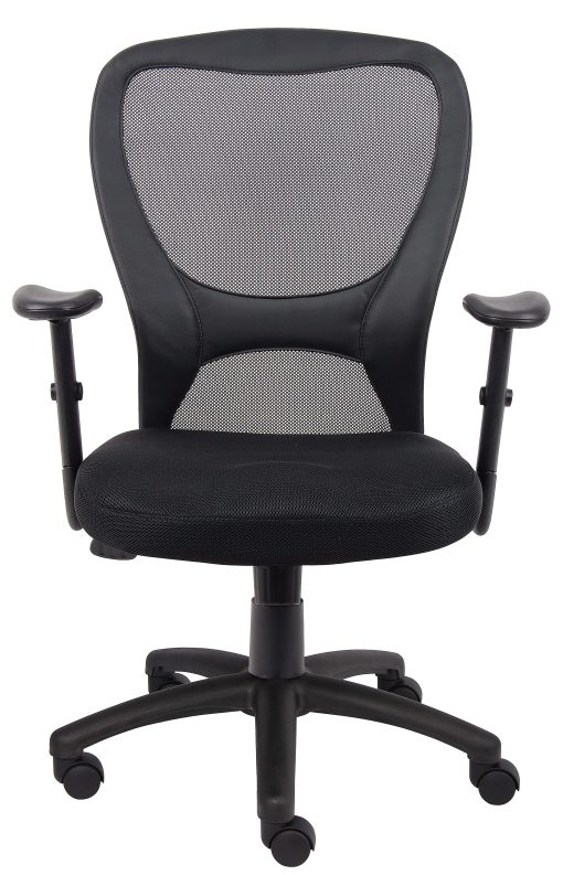 Boss Office Products Budget Mesh Task Chair, With Padded Arms, Black