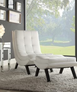Ave Six Tustin Lounge Chair And Ottoman Set, White/Black 2
