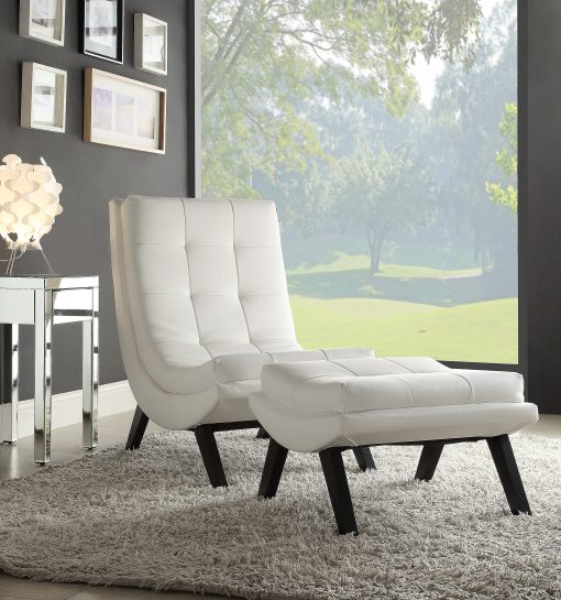 Ave Six Tustin Lounge Chair And Ottoman Set, White/Black - Image 2