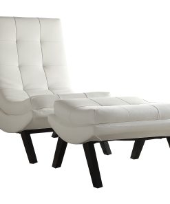 Ave Six Tustin Lounge Chair And Ottoman Set, White/Black