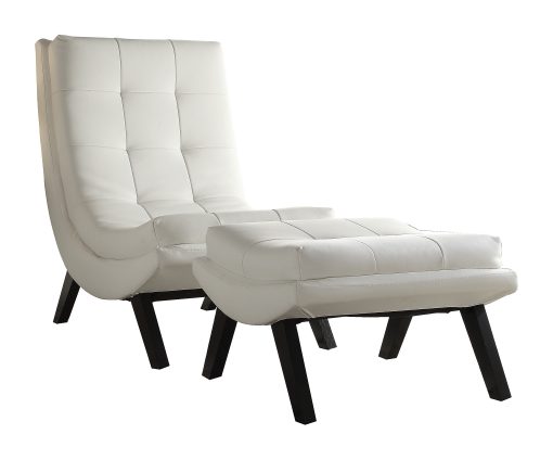 Ave Six Tustin Lounge Chair And Ottoman Set, White/Black