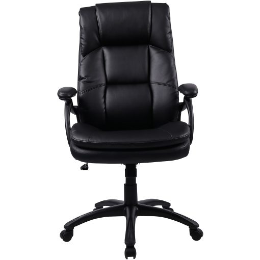 Lorell® Ergonomic Bonded Leather High-Back Chair, Black - Image 2