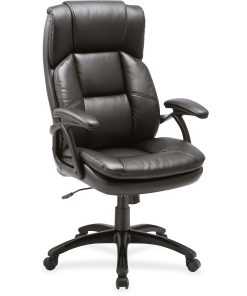 Lorell® Ergonomic Bonded Leather High-Back Chair, Black