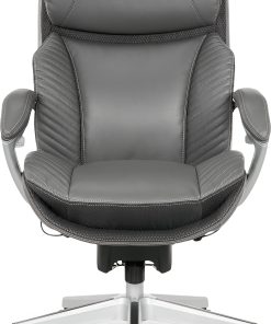 Serta® iComfort i6000 Big & Tall Ergonomic Bonded Leather High-Back Executive Office Chair, Gray/Silver