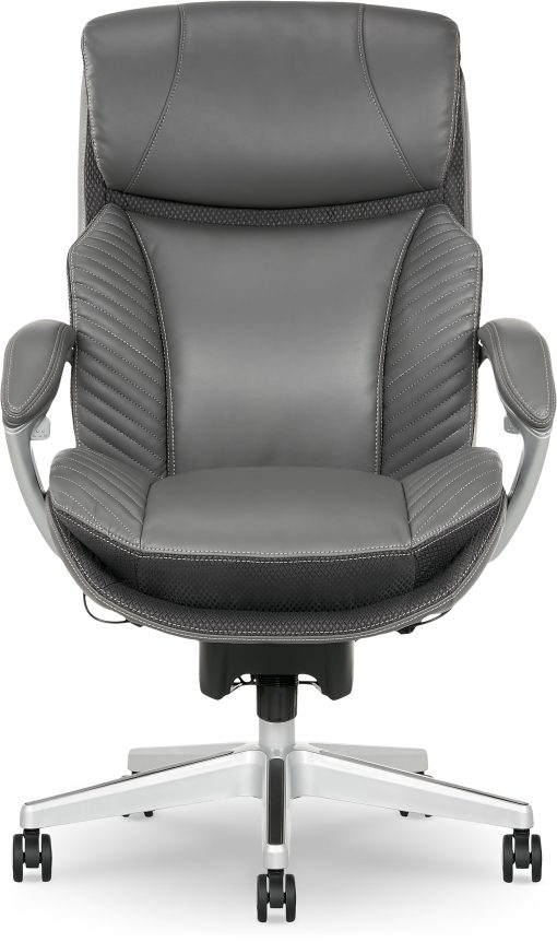 Serta® iComfort i6000 Big & Tall Ergonomic Bonded Leather High-Back Executive Office Chair, Gray/Silver